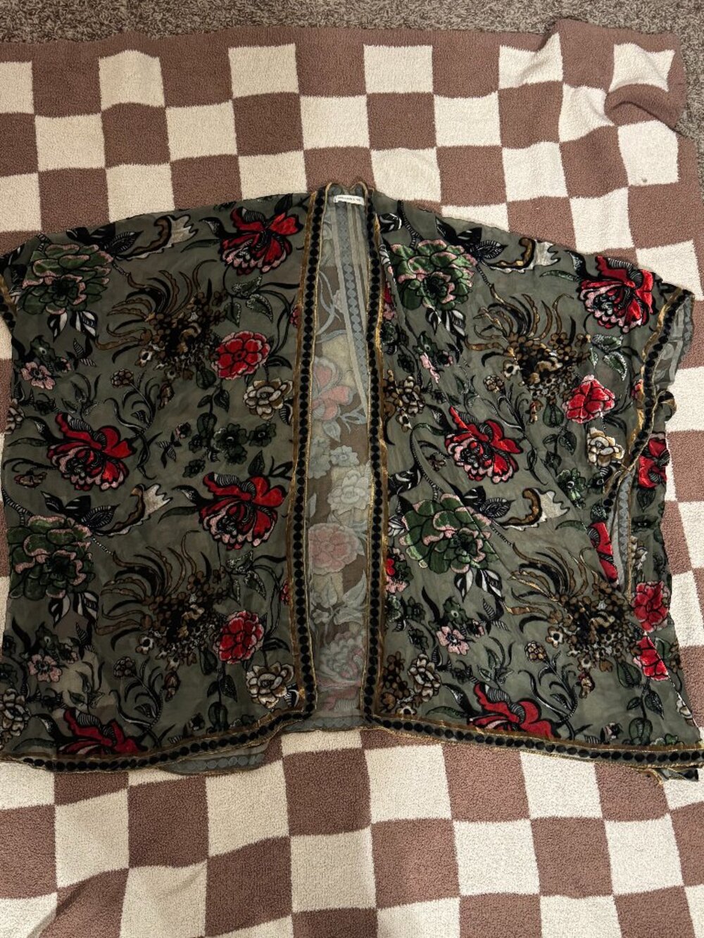 Urban Outfitters Velvet & Sheer Green Kimono